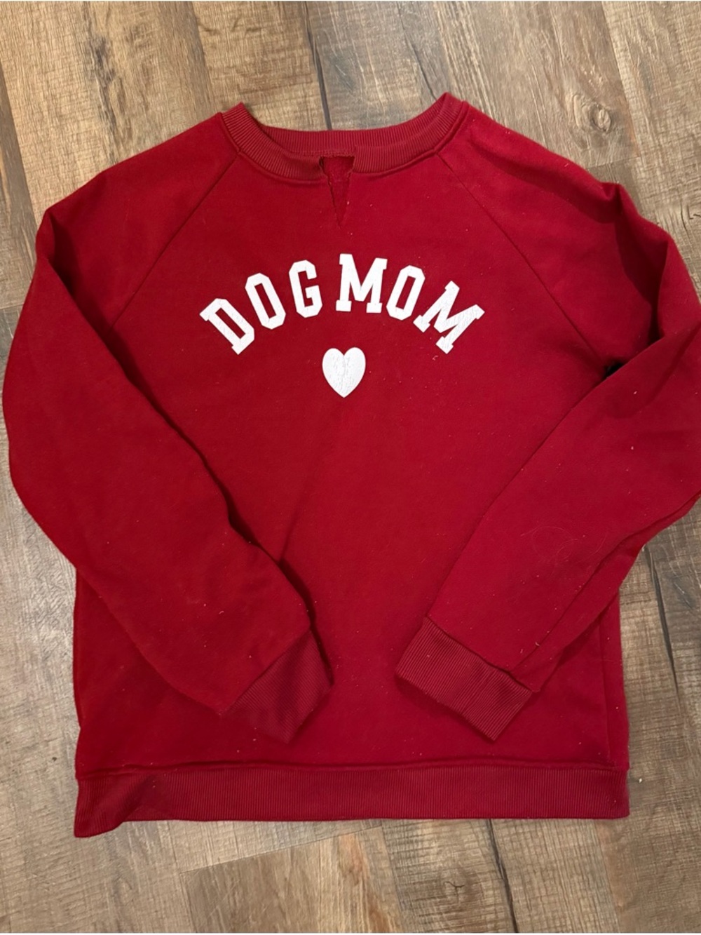 Red "DOG MOM" Sweatshirt with Heart Graphic